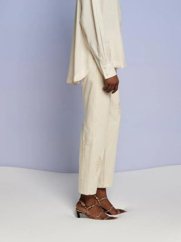 Sister Jane Bottoms Womenswear Ghospell Rae Stitch Trousers Cream Beige