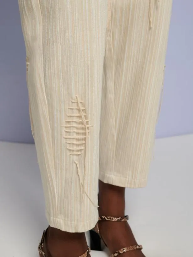 Sister Jane Bottoms Womenswear Ghospell Rae Stitch Trousers Cream Beige