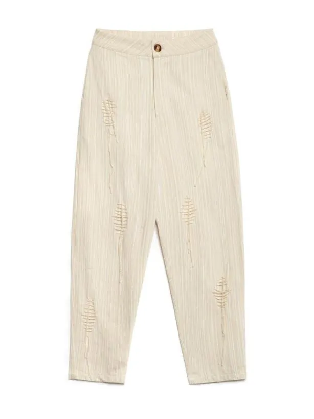 Sister Jane Bottoms Womenswear Ghospell Rae Stitch Trousers Cream Beige