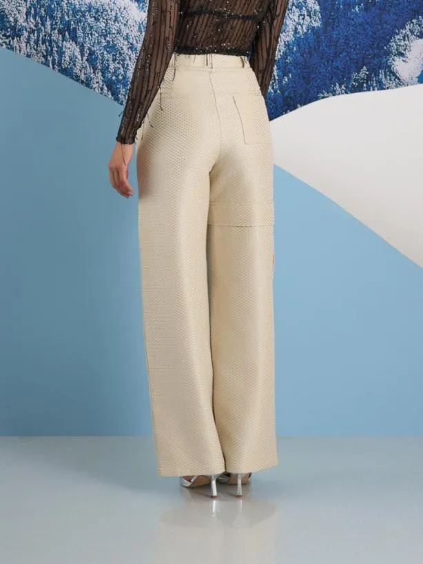 Sister Jane Bottoms Womenswear Ghospell Suki Weave Cargo Trousers Soft Cream