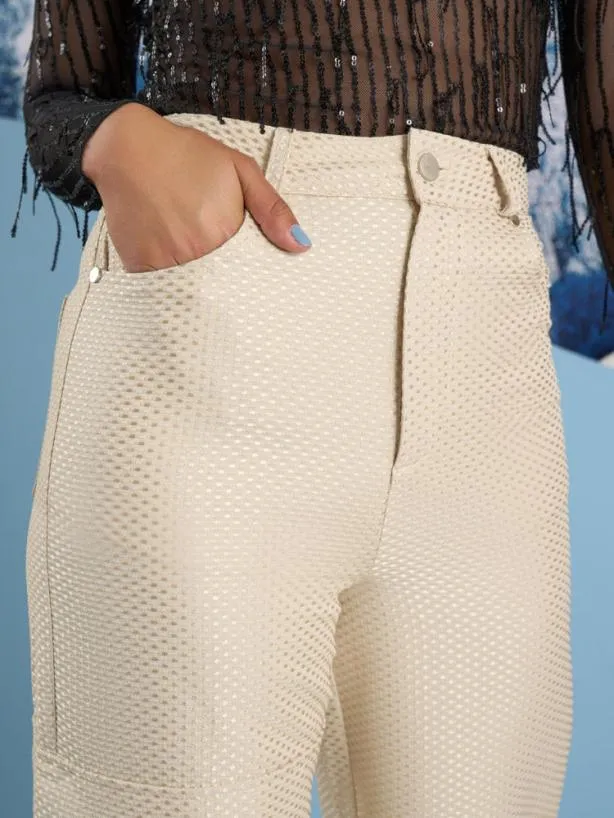 Sister Jane Bottoms Womenswear Ghospell Suki Weave Cargo Trousers Soft Cream