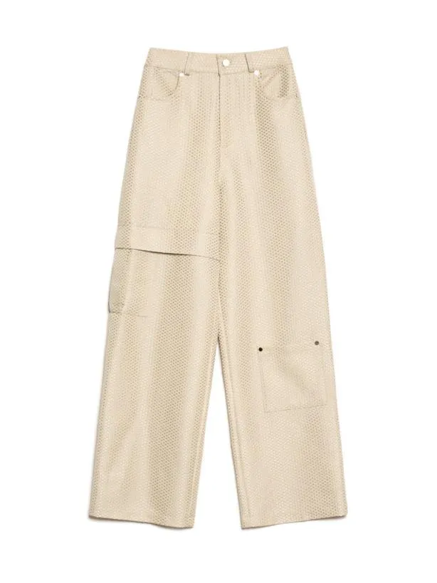 Sister Jane Bottoms Womenswear Ghospell Suki Weave Cargo Trousers Soft Cream
