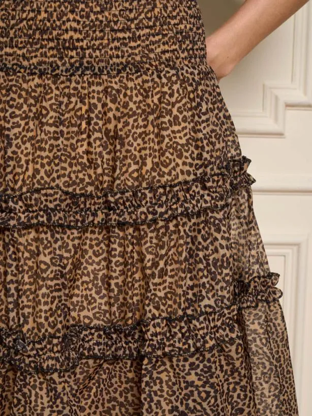 Sister Jane Bottoms Womenswear Lisette Organza Midi Skirt Leopard