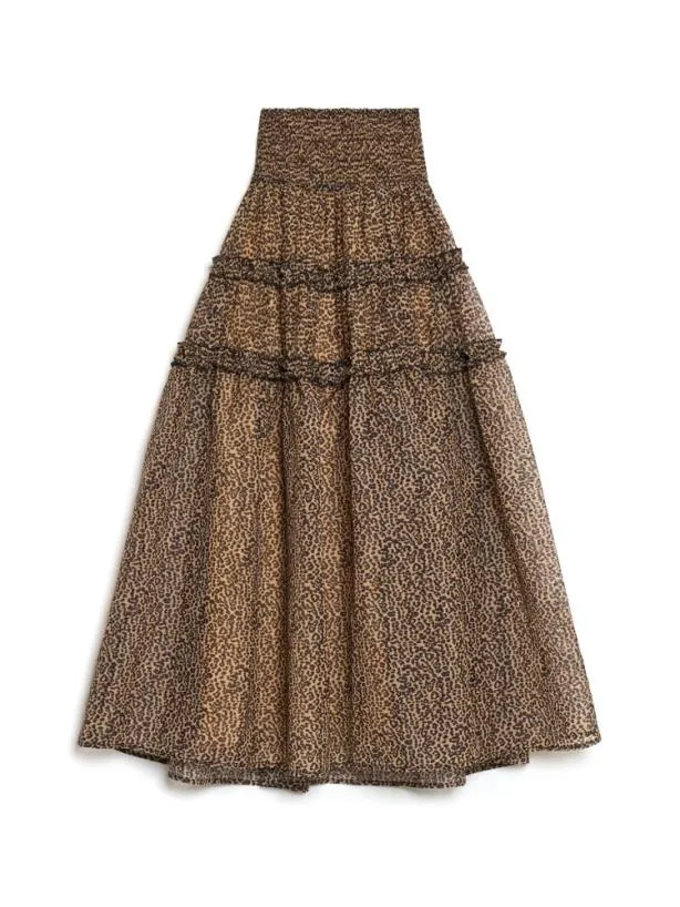 Sister Jane Bottoms Womenswear Lisette Organza Midi Skirt Leopard