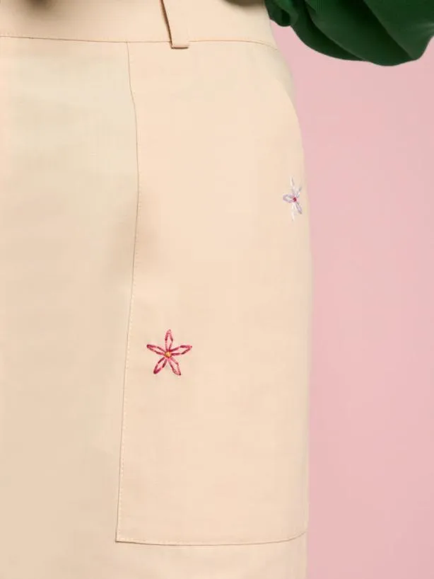 Sister Jane Bottoms Womenswear Primrose Embroidered Trousers Gardenia Cream