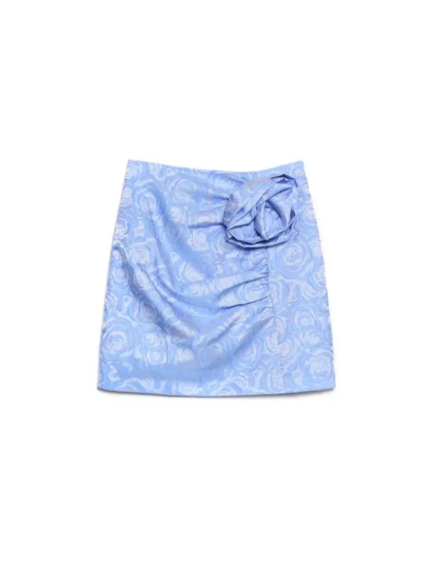 Sister Jane Bottoms Womenswear Sapphire Rose Jacquard Skirt Teapot Blue