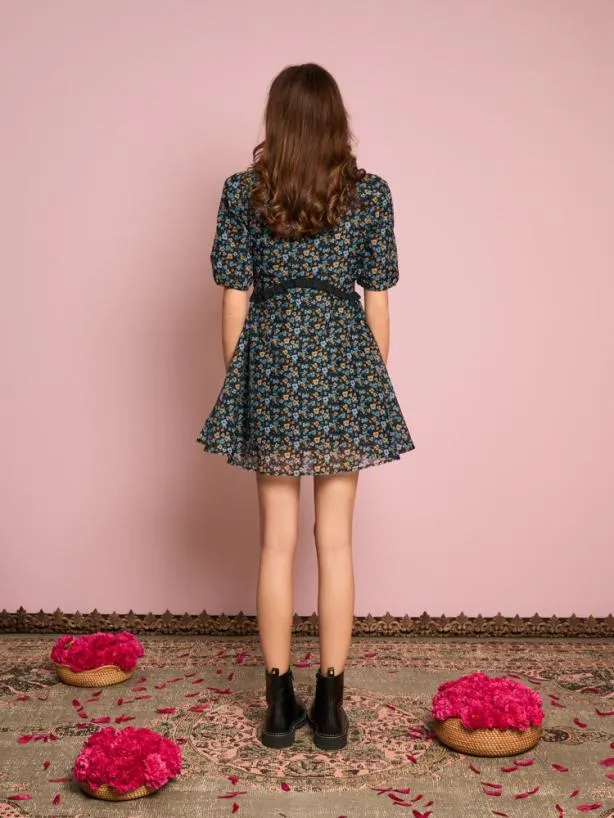 Sister Jane Dresses Womenswear Carnation Organza Mini Dress Coal Black