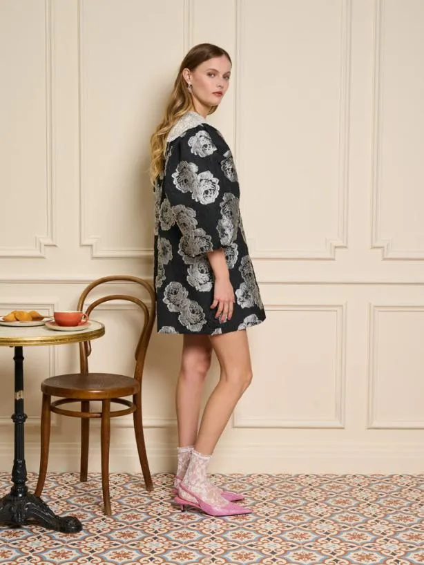 Sister Jane Dresses Womenswear Dame Jacquard Mini Dress Black And White
