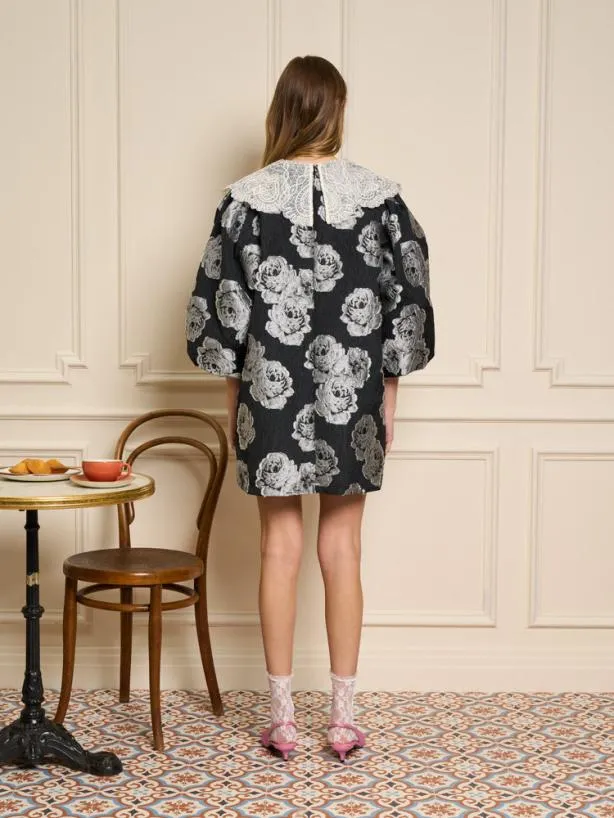Sister Jane Dresses Womenswear Dame Jacquard Mini Dress Black And White