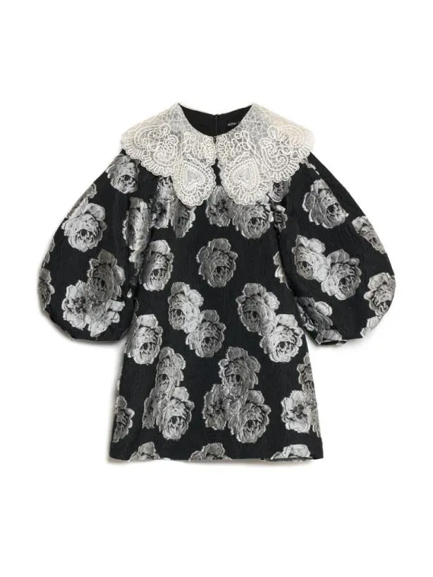 Sister Jane Dresses Womenswear Dame Jacquard Mini Dress Black And White