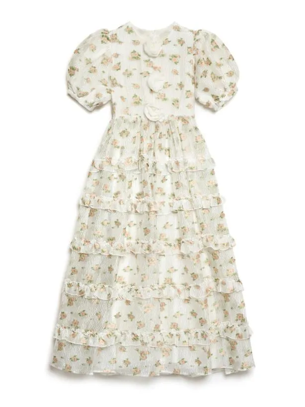 Sister Jane Dresses Womenswear DREAM Rose Dove Ruffle Midi Dress Pearled White