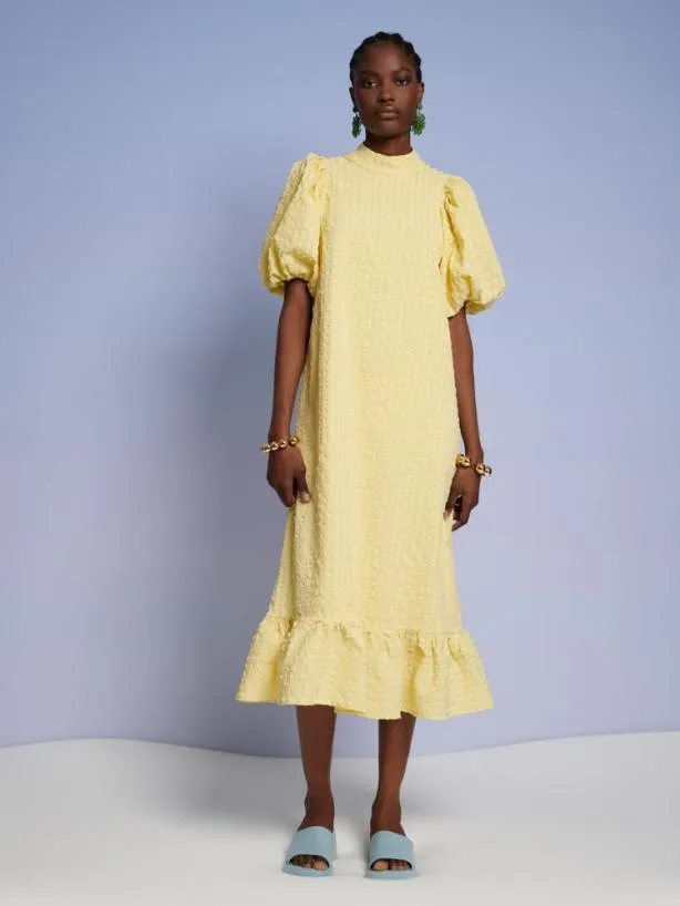 Sister Jane Dresses Womenswear Ghospell Archer Check Midi Dress Cedrat Yellow