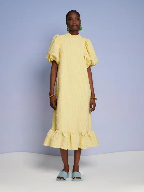 Sister Jane Dresses Womenswear Ghospell Archer Check Midi Dress Cedrat Yellow