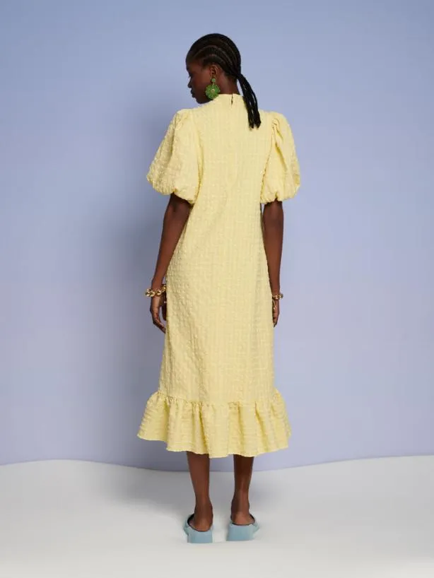 Sister Jane Dresses Womenswear Ghospell Archer Check Midi Dress Cedrat Yellow