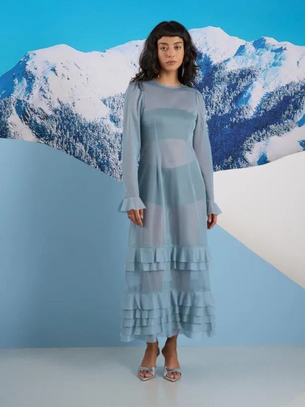 Sister Jane Dresses Womenswear Ghospell Liv Ruffle Midi Dress Baby Blue