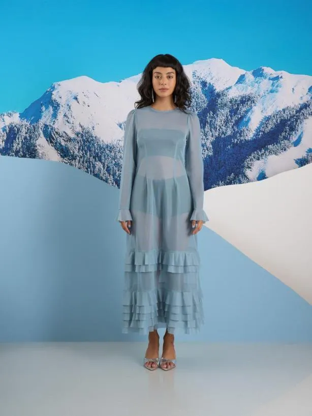 Sister Jane Dresses Womenswear Ghospell Liv Ruffle Midi Dress Baby Blue