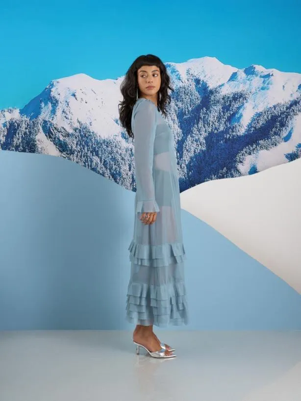 Sister Jane Dresses Womenswear Ghospell Liv Ruffle Midi Dress Baby Blue