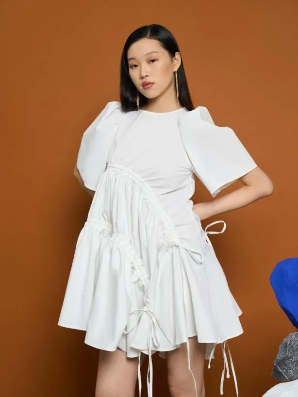 Sister Jane Dresses Womenswear Ghospell Mallory Ruched Mini Dress Snow White
