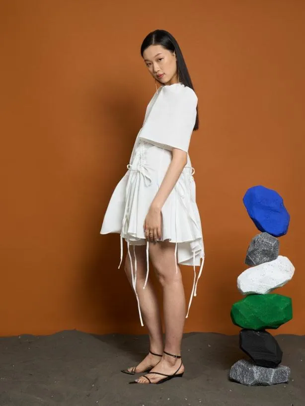 Sister Jane Dresses Womenswear Ghospell Mallory Ruched Mini Dress Snow White
