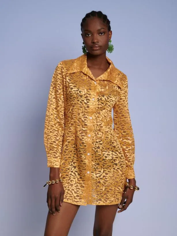 Sister Jane Dresses Womenswear Ghospell Oakley Shirt Dress Fire Orange
