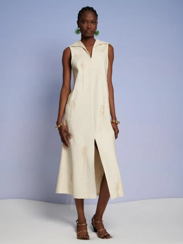 Sister Jane Dresses Womenswear Ghospell Rae Stitch Midi Dress Cream Beige