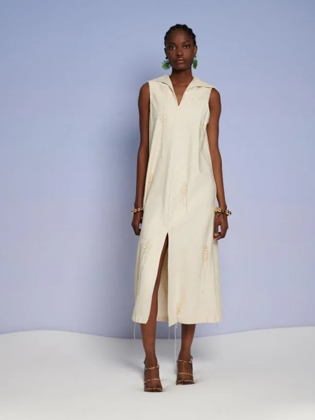 Sister Jane Dresses Womenswear Ghospell Rae Stitch Midi Dress Cream Beige