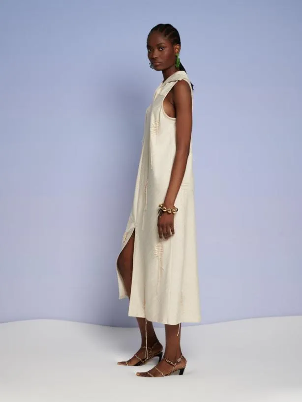 Sister Jane Dresses Womenswear Ghospell Rae Stitch Midi Dress Cream Beige
