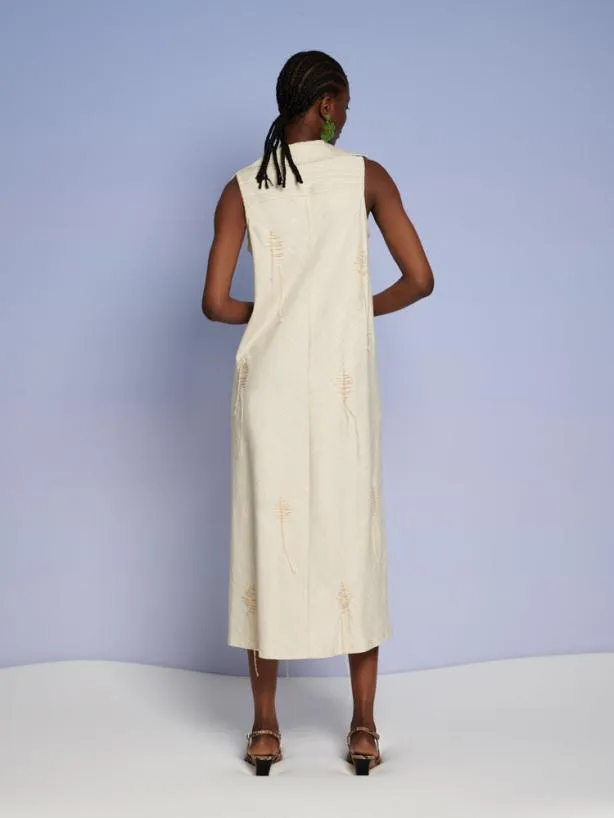 Sister Jane Dresses Womenswear Ghospell Rae Stitch Midi Dress Cream Beige
