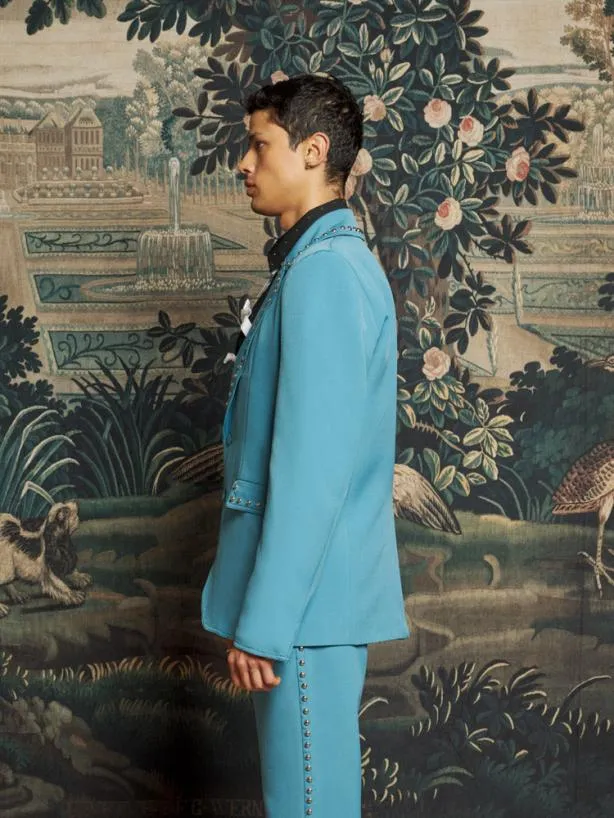 Sister Jane Jackets Menswear Clover Studded Blazer Cerulean Blue