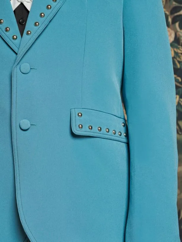 Sister Jane Jackets Menswear Clover Studded Blazer Cerulean Blue