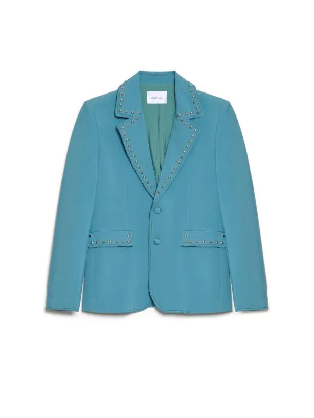 Sister Jane Jackets Menswear Clover Studded Blazer Cerulean Blue