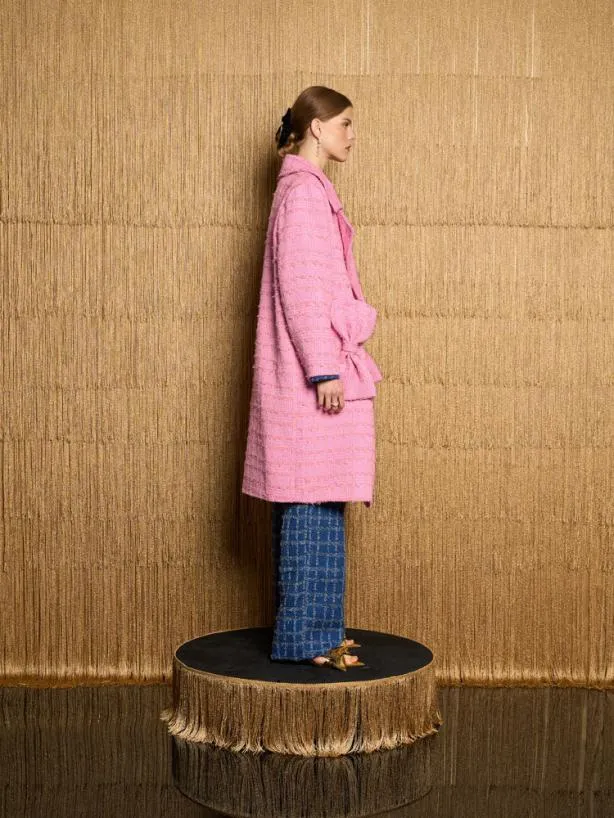 Sister Jane Jackets Womenswear DREAM Joni Tweed Bow Coat Bubblegum Pink