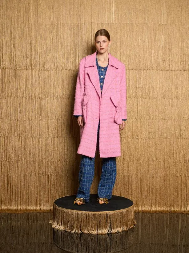 Sister Jane Jackets Womenswear DREAM Joni Tweed Bow Coat Bubblegum Pink