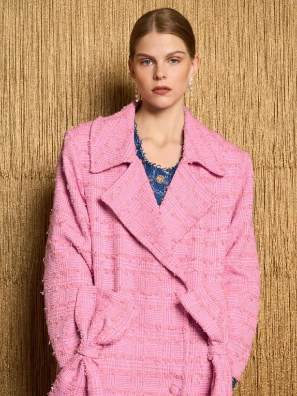 Sister Jane Jackets Womenswear DREAM Joni Tweed Bow Coat Bubblegum Pink