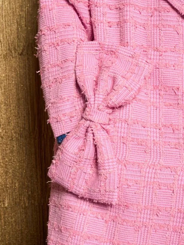 Sister Jane Jackets Womenswear DREAM Joni Tweed Bow Coat Bubblegum Pink