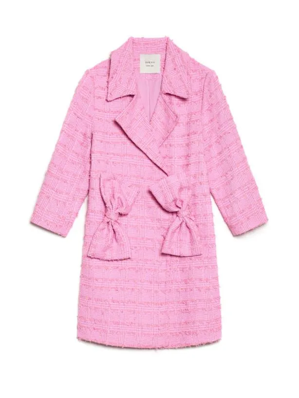 Sister Jane Jackets Womenswear DREAM Joni Tweed Bow Coat Bubblegum Pink