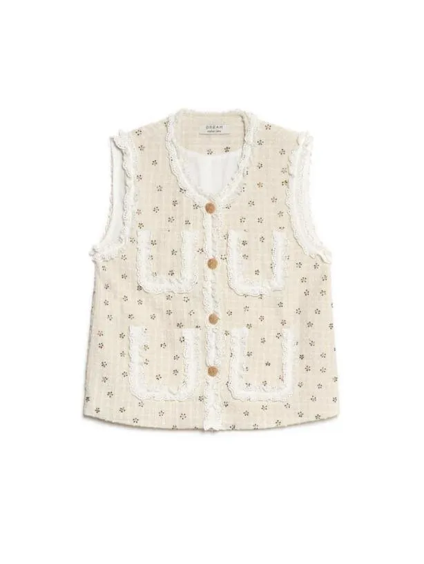 Sister Jane Jackets Womenswear DREAM Reine Jewel Tweed Jacket Pearled Ivory