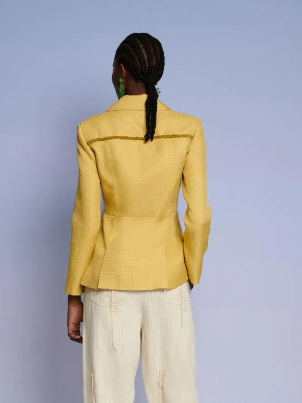 Sister Jane Jackets Womenswear Ghospell Priya Fray Fitted Blazer Mustard Yellow