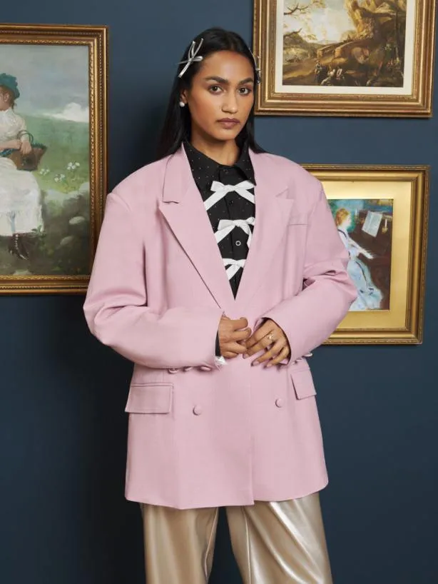 Sister Jane Jackets Womenswear Harlow Woven Blazer Dusty Pink