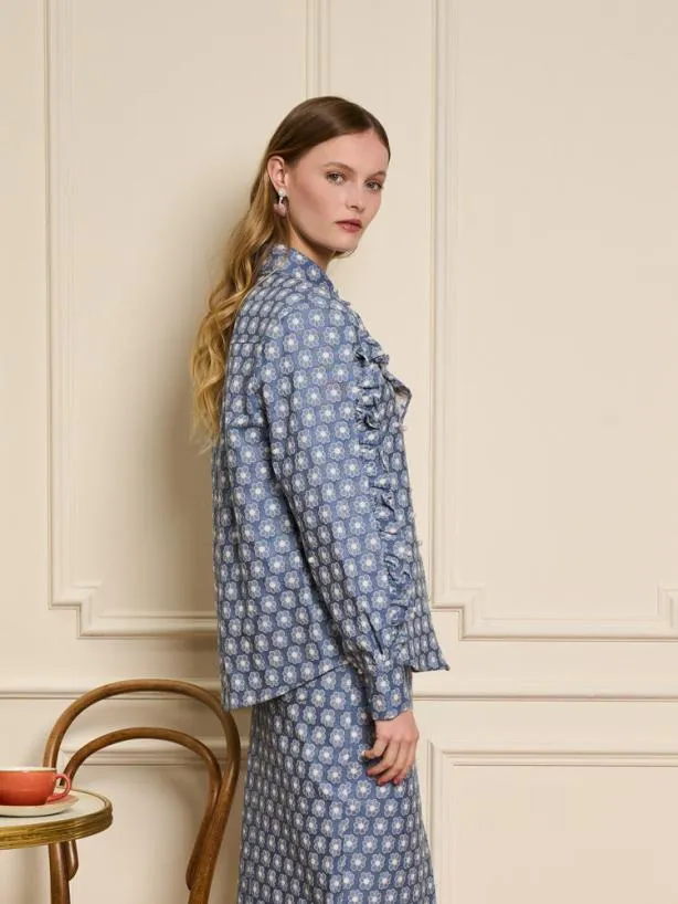 Sister Jane Tops Womenswear Daisy Denim Pearl Shirt Captain Blue
