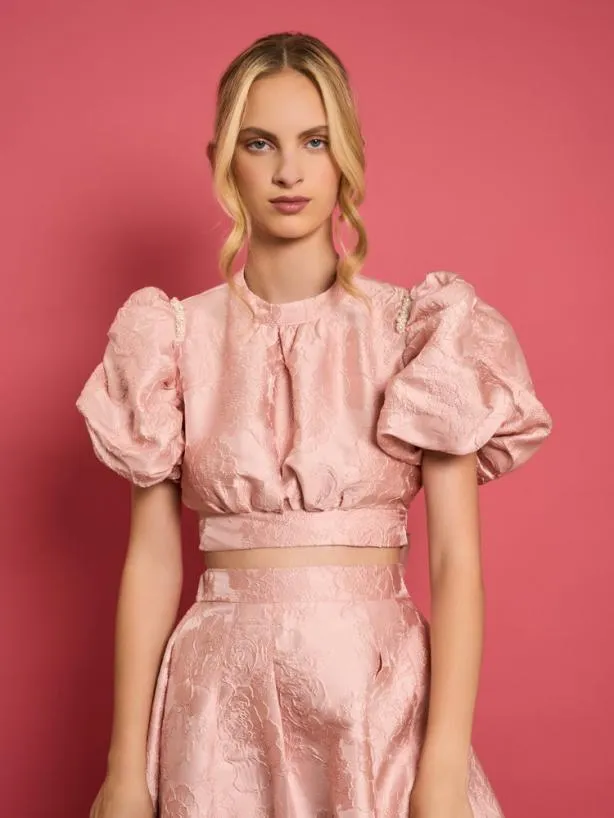 Sister Jane Tops Womenswear DREAM Amber Jacquard Tie Top Rose Quartz