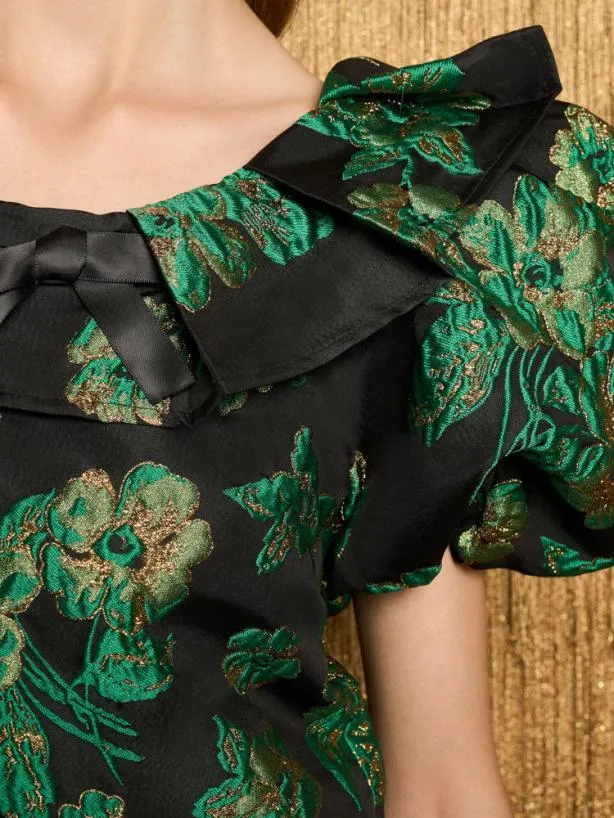 Sister Jane Tops Womenswear DREAM Bonnie Jacquard Cropped Top Black Forest