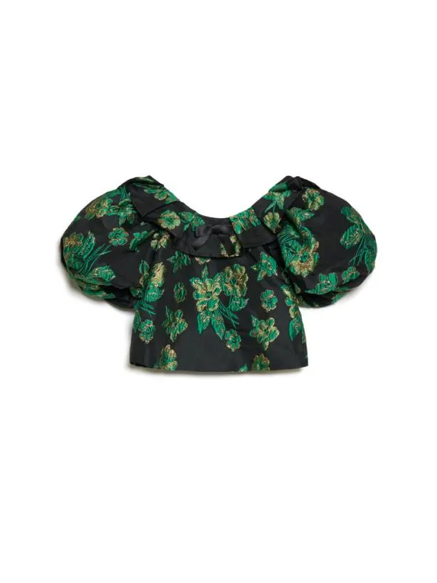 Sister Jane Tops Womenswear DREAM Bonnie Jacquard Cropped Top Black Forest
