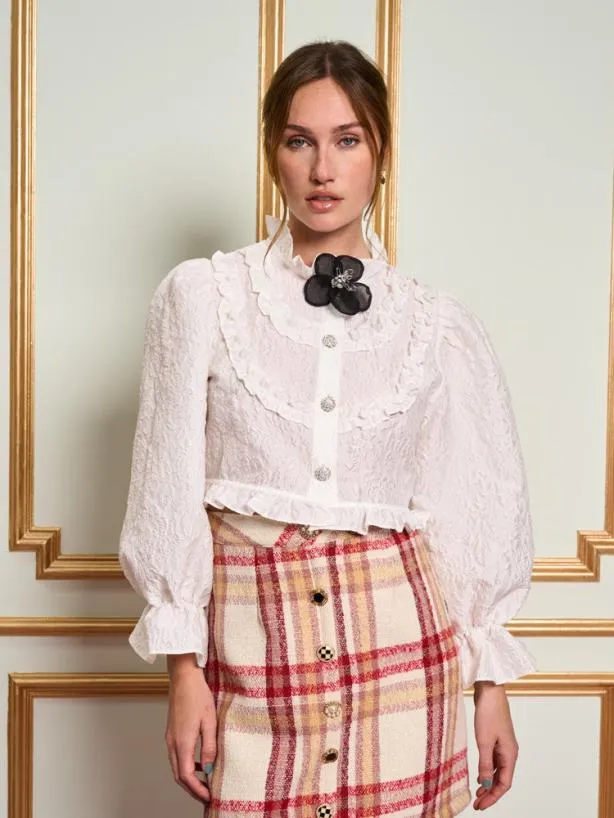 Sister Jane Tops Womenswear DREAM Sabine Ruffle Blouse Pearled Ivory