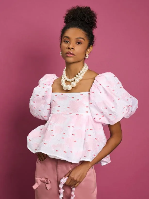 Sister Jane Tops Womenswear DREAM Venus Coral Jacquard Top Baby Pink