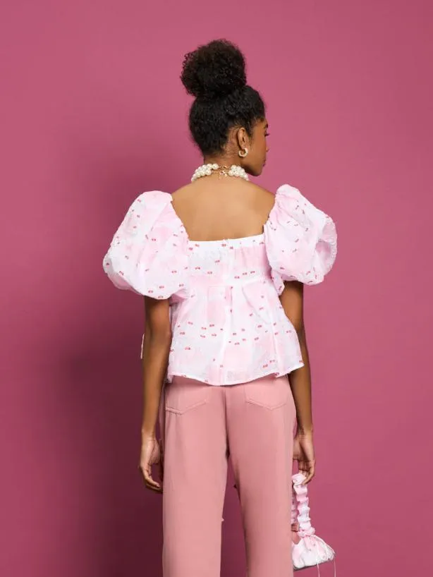 Sister Jane Tops Womenswear DREAM Venus Coral Jacquard Top Baby Pink