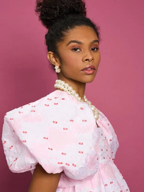 Sister Jane Tops Womenswear DREAM Venus Coral Jacquard Top Baby Pink