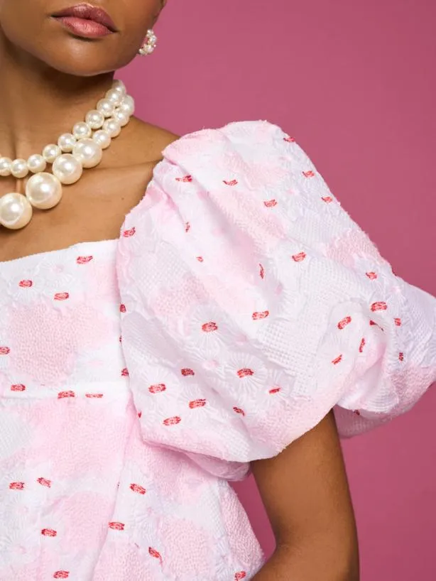 Sister Jane Tops Womenswear DREAM Venus Coral Jacquard Top Baby Pink