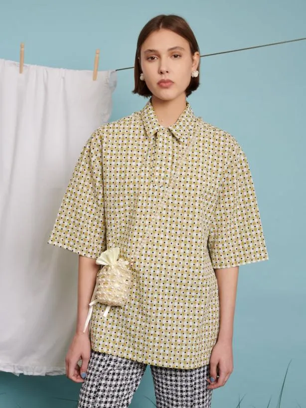 Sister Jane Tops Womenswear Evelyn Gingham Polo Shirt Green Gingham