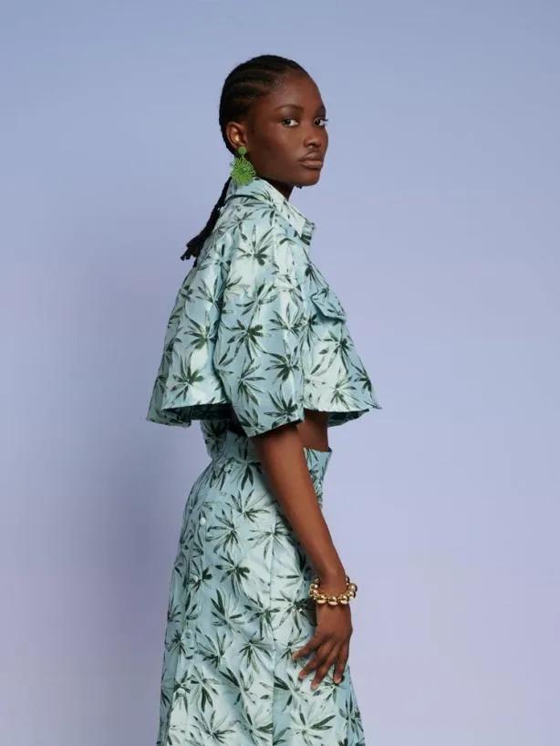 Sister Jane Tops Womenswear Ghospell Palmer Button Cropped Shirt Celadon Green